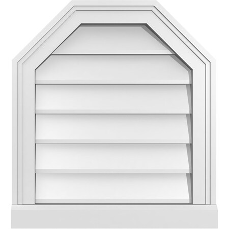 Ekena Millwork Octagonal Top Surface Mount PVC Gable Vent w/ 2"W x 2"P Brickmould Sill Frame, 18"W x 20"H GVPOT18X2003SN